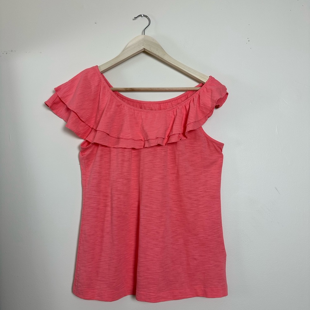 Lily Pulitzer Wynne ruffle layered top blouse Large coral